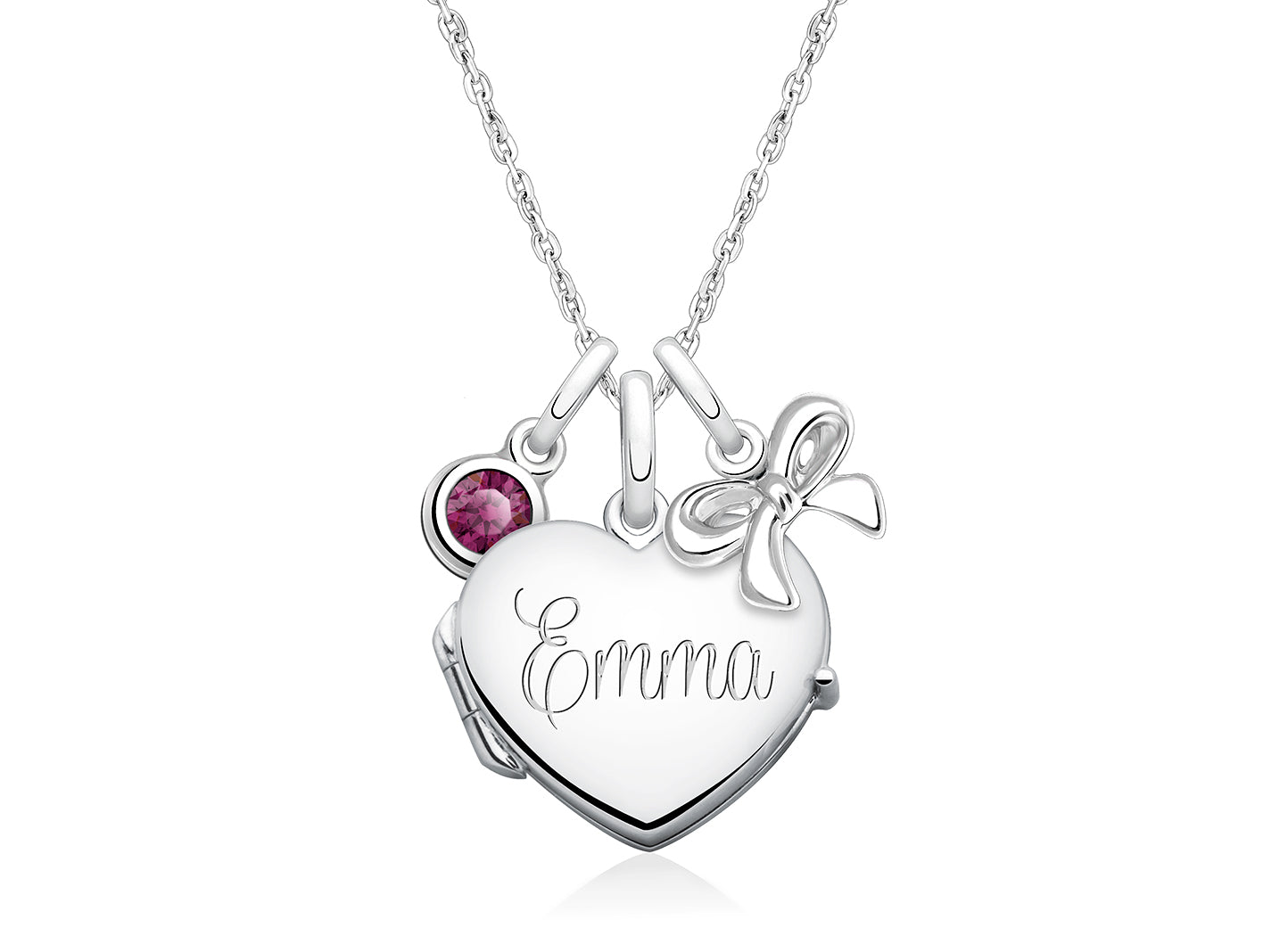 Heart Locket "Design Your Own" Children's Necklace for Girls (50+ Optional Charms & FREE Engraving) - Sterling Silver