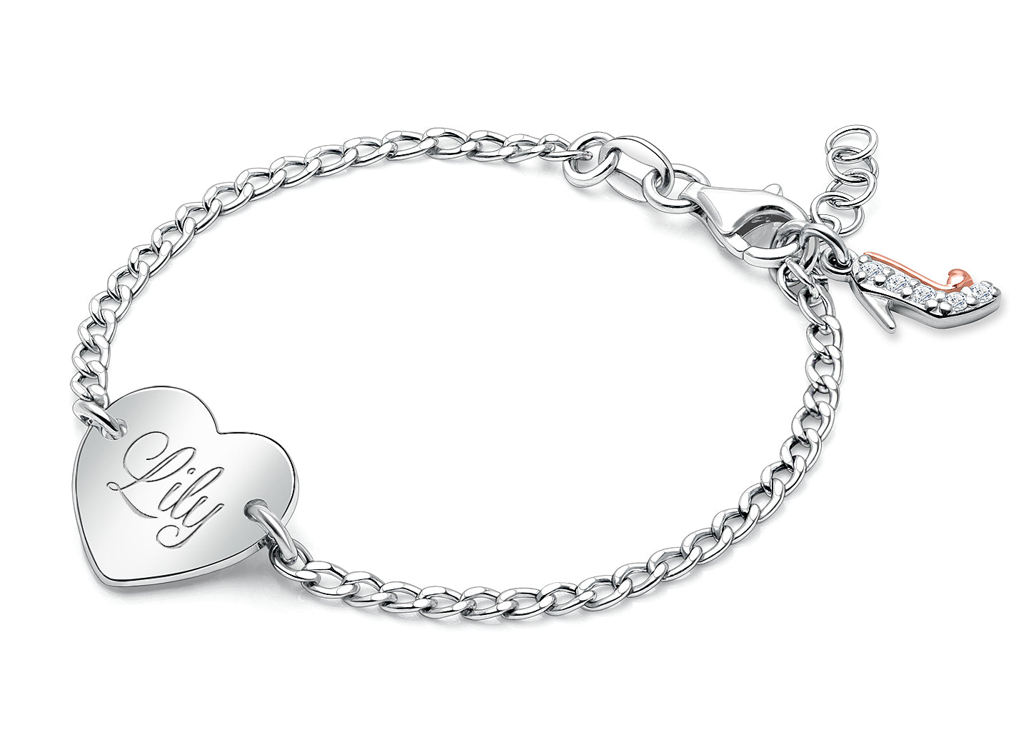 Loving Heart, Baby/Children's Engraved ID Bracelet for Girls - Sterling Silver