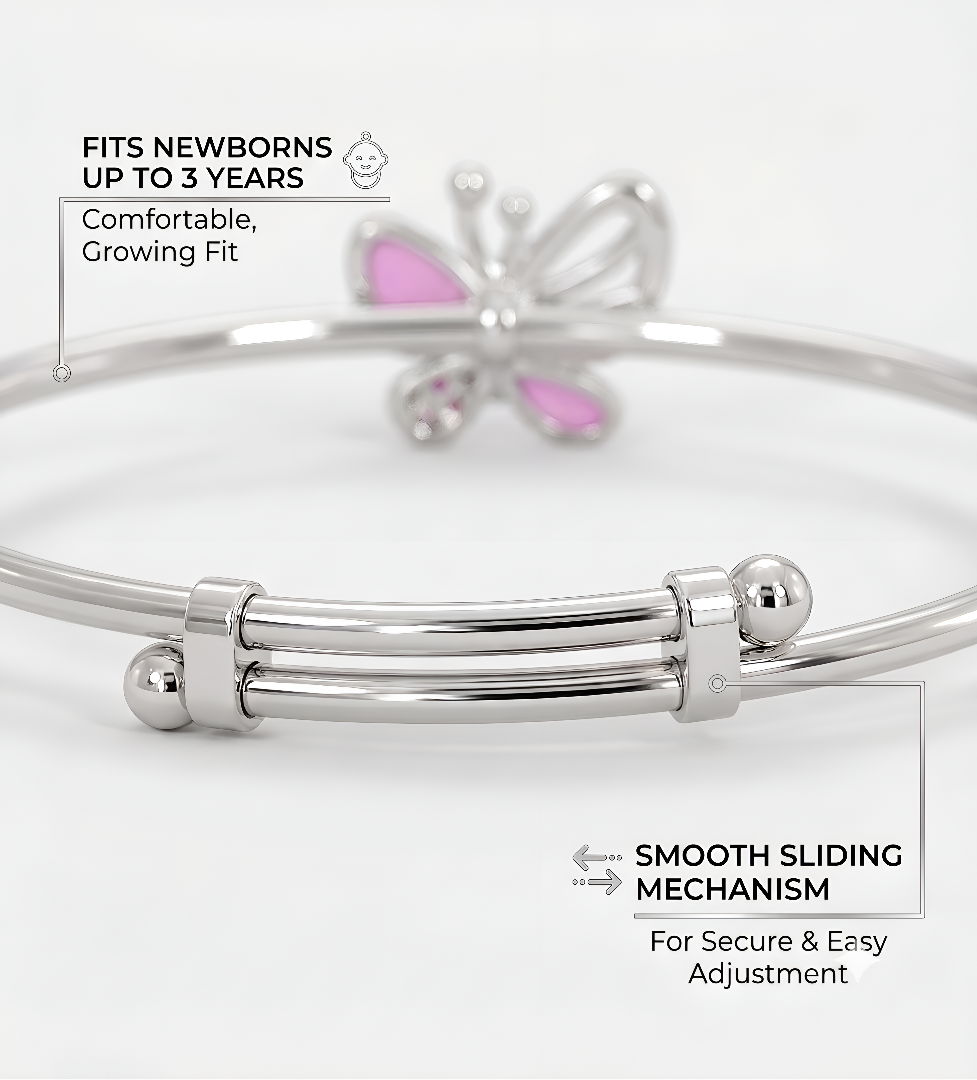925 silver baby bangle | Adjustable | 0 to 3 Years | 2 Years Warranty | Hallmarking | Gifts for baby girls & kids