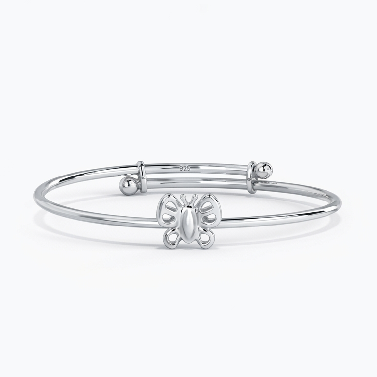 Butterfly Adjustable Baby Bangle (925 Silver)