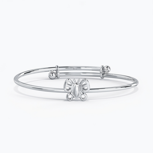 Butterfly Adjustable Baby Bangle (925 Silver)