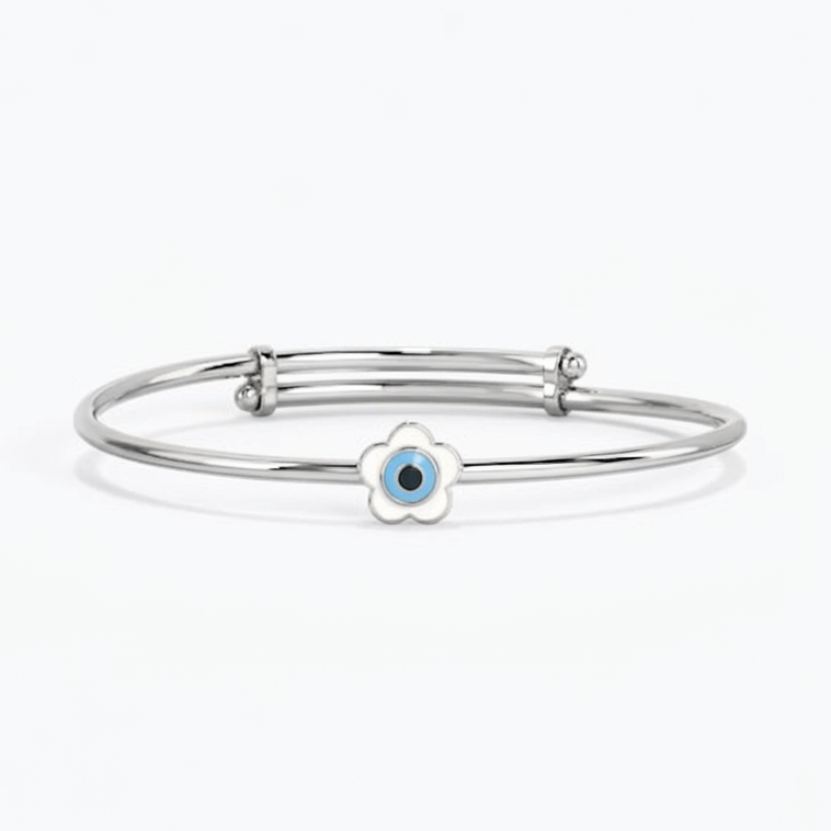 Bloom Evil Eye Baby Bangle (925 Silver)
