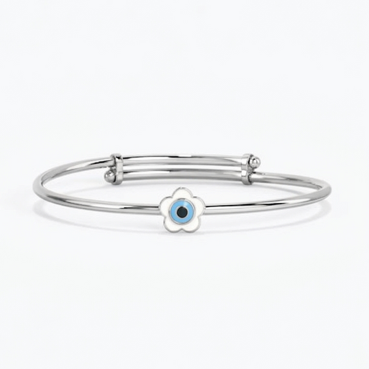 Bloom Evil Eye Baby Bangle (925 Silver)