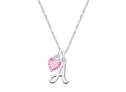 Cursive Initial "Design Your Own" Personalized Children's Necklace for Girls (50+ Optional Charms) - Sterling Silver