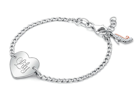 Loving Heart, Baby/Children's Engraved ID Bracelet for Girls - Sterling Silver