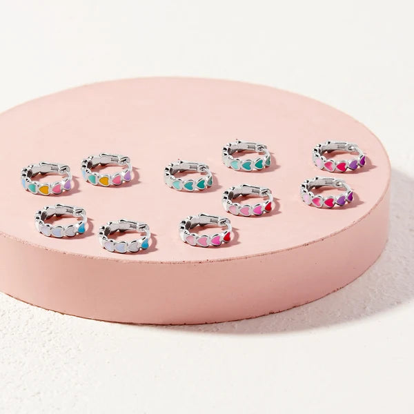 Heart Cascade Girls Huggie Hoops