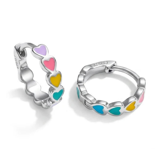 Heart Cascade Girls Huggie Hoops